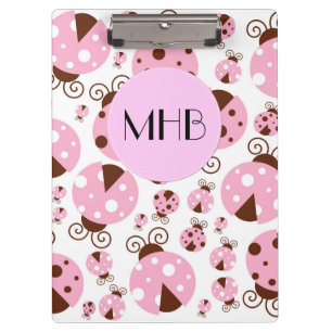 Porte-bloc Motif De Ladybugs, Poupées Roses, Monogramme