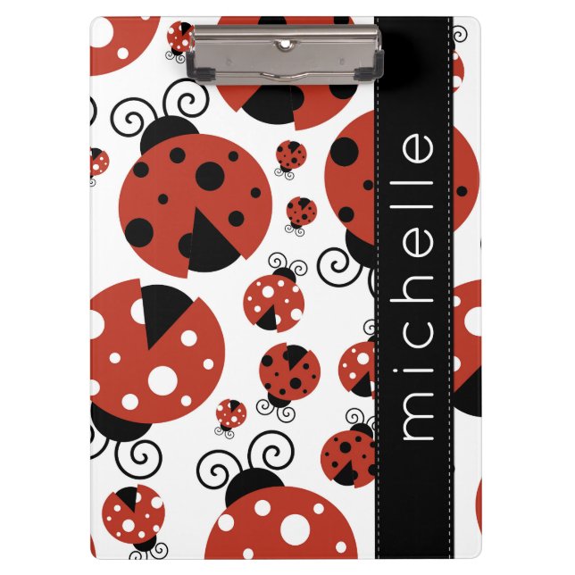 Porte-bloc Motif De Ladybugs, Red Ladybugs, Votre Nom (Devant)