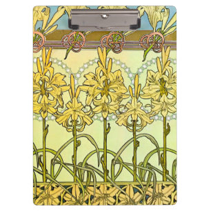 Porte-bloc Motif de lys Art nouveau d'Alphonse Mucha vintage