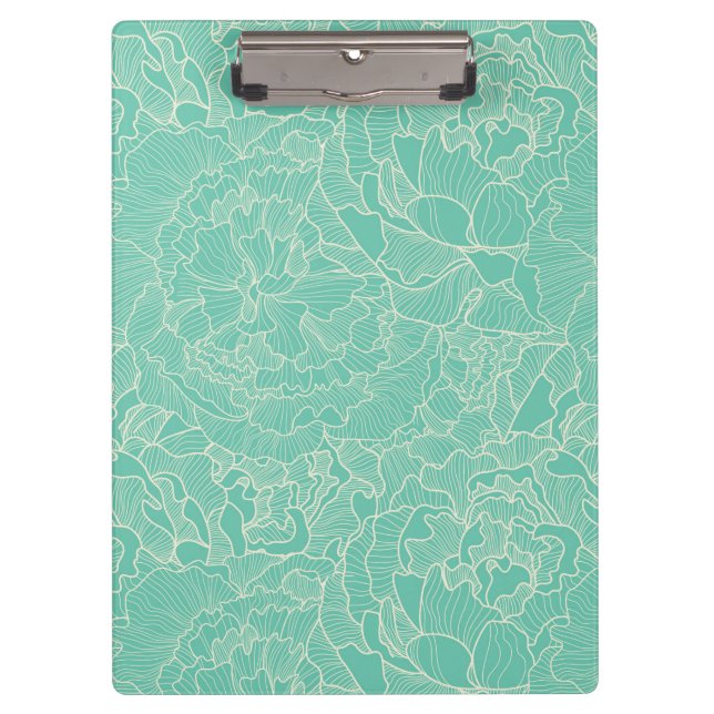 Porte-bloc Motif de pivoine de turquoise (Devant)
