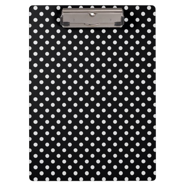 Porte-bloc Motif de points Polka noir et blanc (Devant)