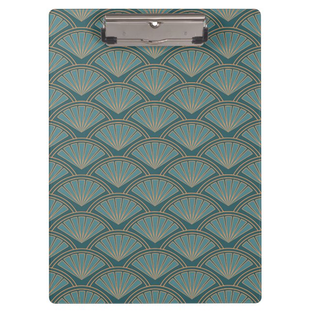 Porte-bloc Motif de style Art déco en bleu turquoise (Devant)