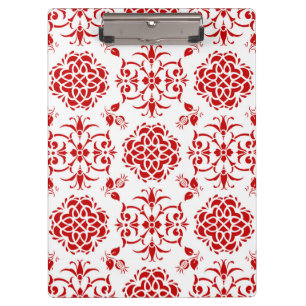 Porte-bloc Motif de style damassé floral rouge et blanc