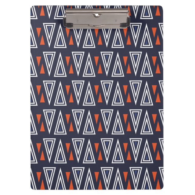 Porte-bloc Motif de triangles géométriques bleu foncé et roug (Devant)