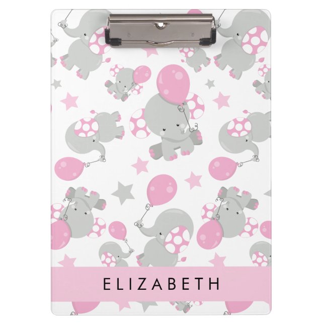 Porte-bloc Motif D'Eléphants, Eléphants Mignons, Votre Nom (Devant)