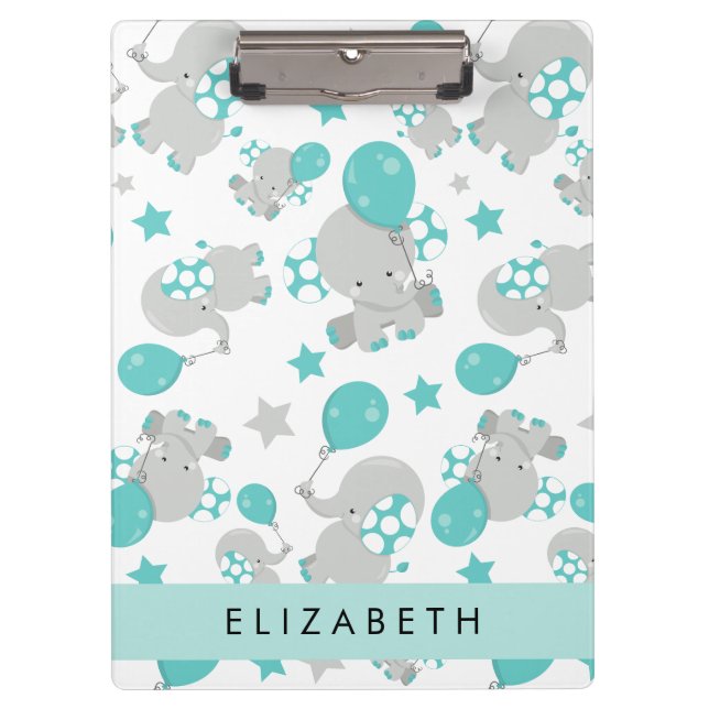Porte-bloc Motif D'Eléphants, Eléphants Mignons, Votre Nom (Devant)