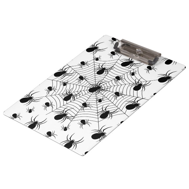 Porte-bloc Motif d'Halloween Black White araignées (Incliné)