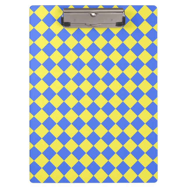 Porte-bloc Motif diamant jaune Checker bleu (Devant)