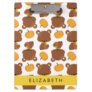 Porte-bloc Motif D'Ours, Mignons Ours, Citrouille, Votre Nom
