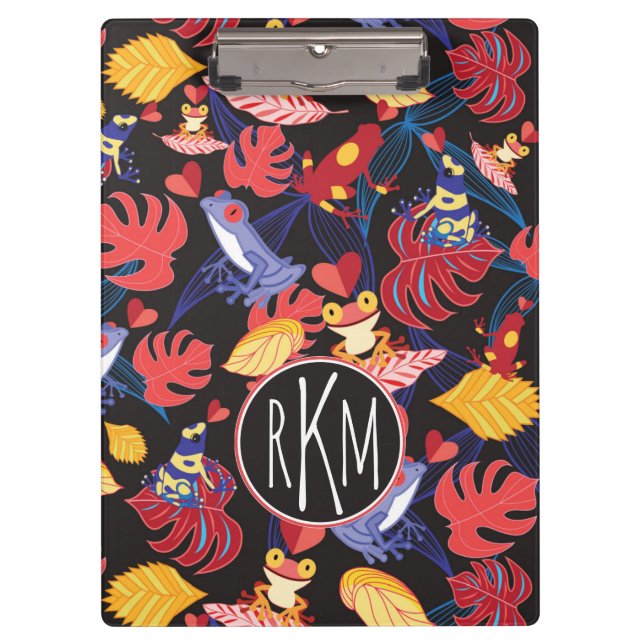 Porte-bloc Motif du monogramme des grenouilles | d'amants (Devant)