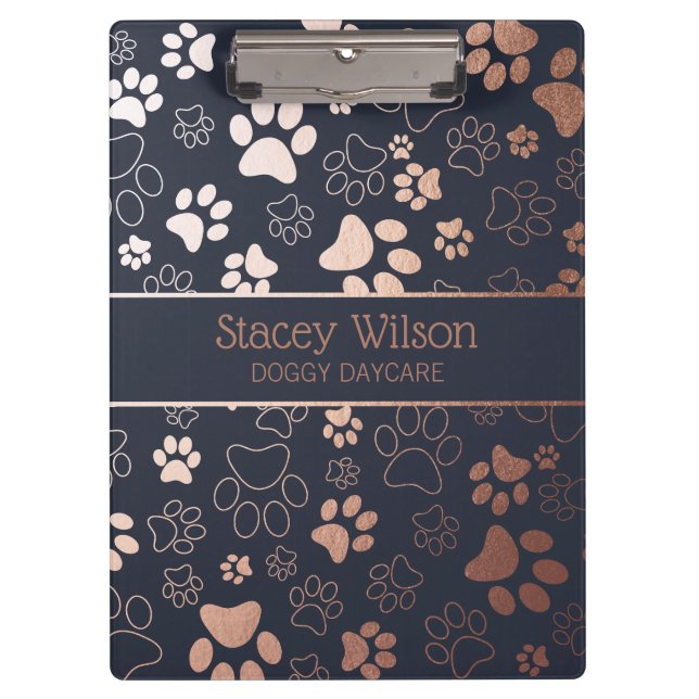 Porte-bloc Motif Empreinte de patte rose Gold Et Marine (Devant)