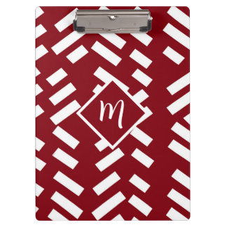 Porte-bloc Motif en diagonale minimaliste rouge, Monogramme