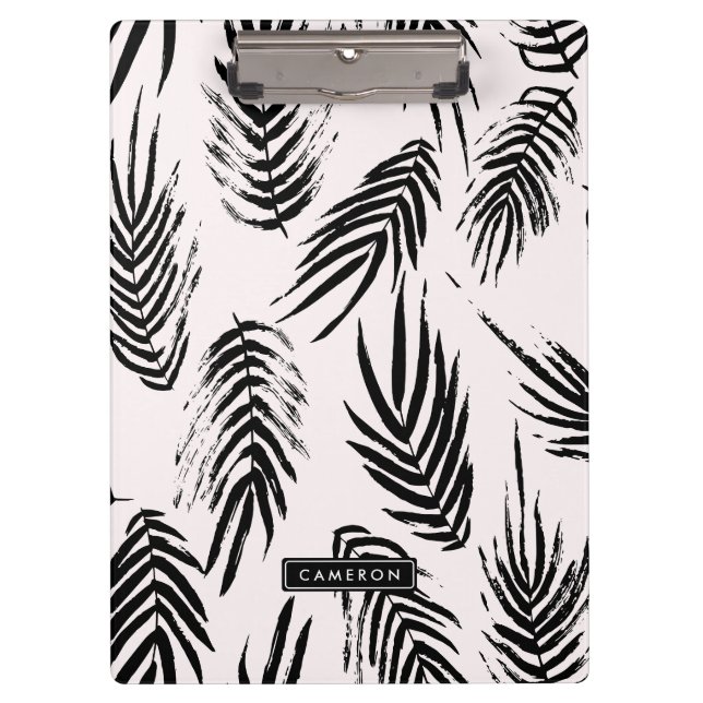 Porte-bloc Motif Feuille de pinceau rose et noir (Devant)