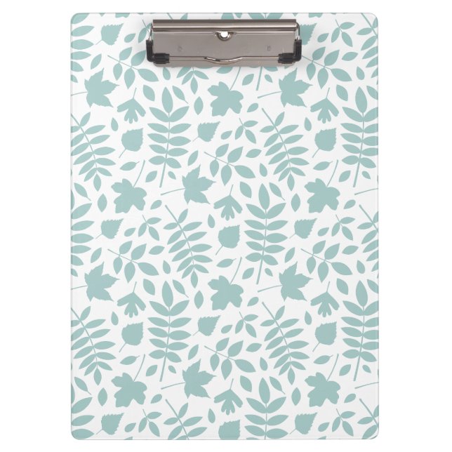 Porte-bloc Motif Feuille perdu Turquoise sur blanc (Devant)