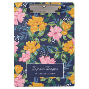 Porte-bloc Motif floral abstrait moderne rose et jaune
