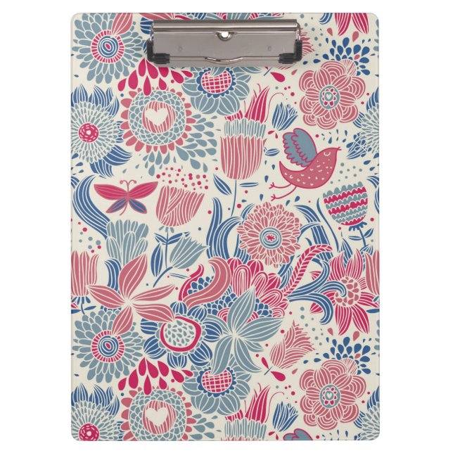 Porte-bloc Motif floral avec l'oiseau et le papillon (Devant)