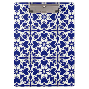 Porte-bloc Motif floral bleu et blanc élégant
