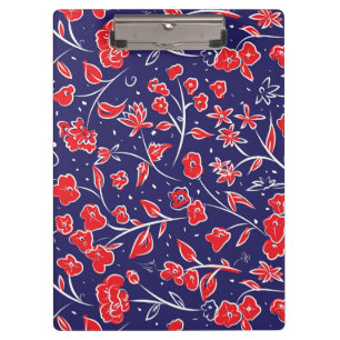 Porte-bloc Motif floral bleu et rouge