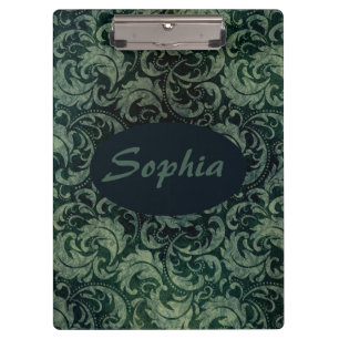 Porte-bloc Motif floral damassé vert élégant vintage