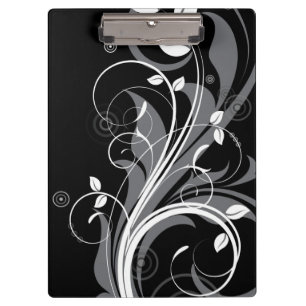 Porte-bloc Motif floral gris sur le noir