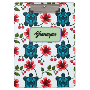 Porte-bloc Motif floral personnalisé Tortue Tropicale Cerise