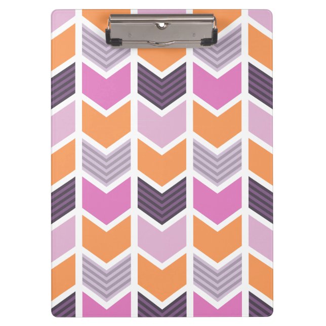 Porte-bloc Motif géométrique rose pourpre orange de Chevron (Devant)