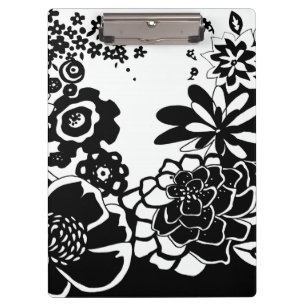 Porte-bloc Motif graphique de jardin floral noir et blanc