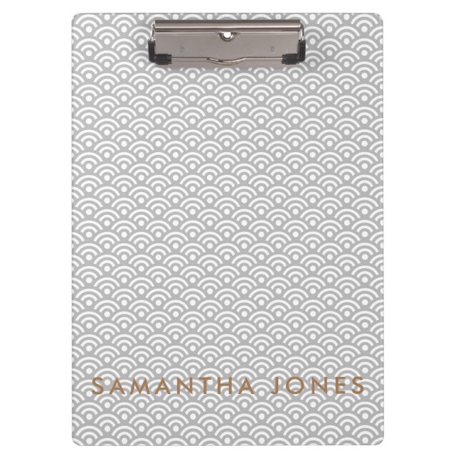 Porte-bloc Motif japonais gris cadeau de bureau personnalisé (Devant)