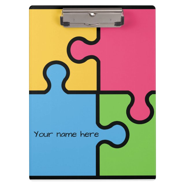 Porte-bloc Motif Jigsaw avec nom modifiable (Devant)