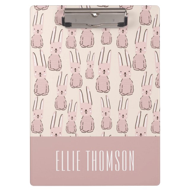 Porte-bloc Motif lapin rose animal mignon personnalisé (Devant)