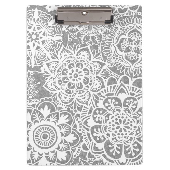 Porte-bloc Motif Mandala gris doux (Devant)
