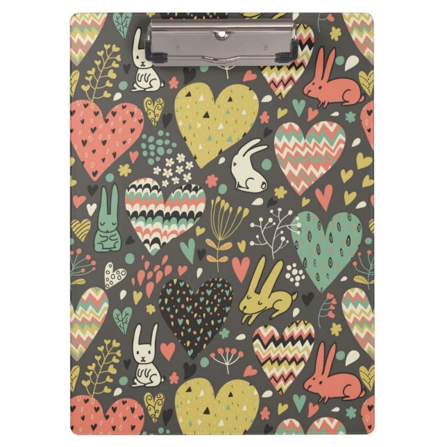 Porte-bloc Motif mignon de lapins d'amour avec des coeurs (Devant)