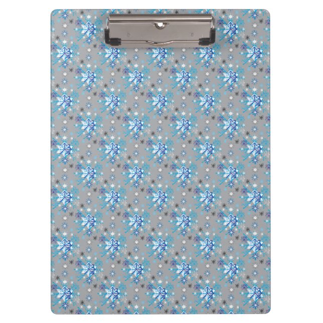 Porte-bloc Motif moderne gris et bleu Holiday Snowflakes (Devant)