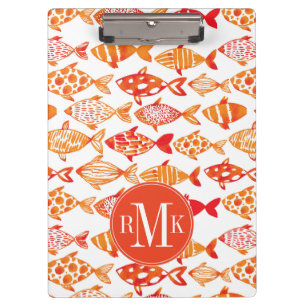 Porte-bloc Motif orange lumineux de poissons d'aquarelle