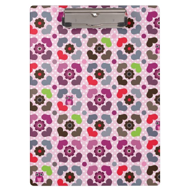 Porte-bloc motif rose de fleurs et de hiboux (Devant)
