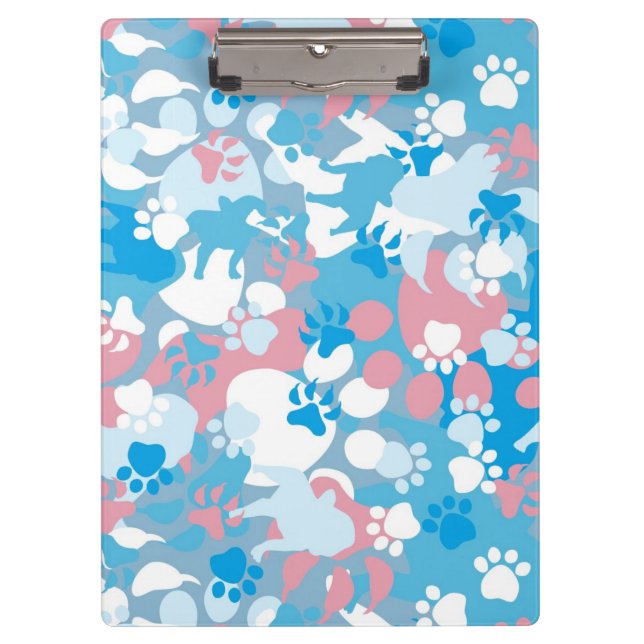 Porte-bloc Motif rose et bleu de chien de camouflage (Devant)