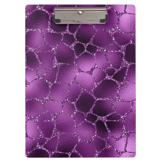 Porte-bloc Motif Taches de Girafe Pailleté Glam Ombre Violet (Devant)