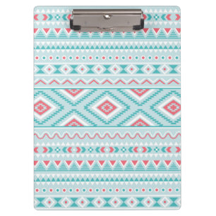 Porte-bloc Motif tribal aztèque turquoise et rose