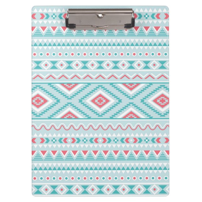 Porte-bloc Motif tribal aztèque turquoise et rose (Devant)