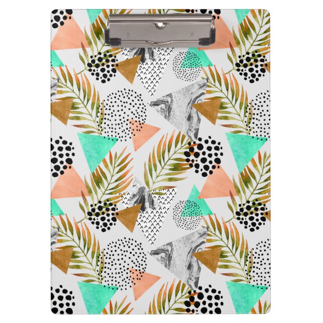 Porte-bloc Motif tropical géométrique abstrait de feuille (Devant)
