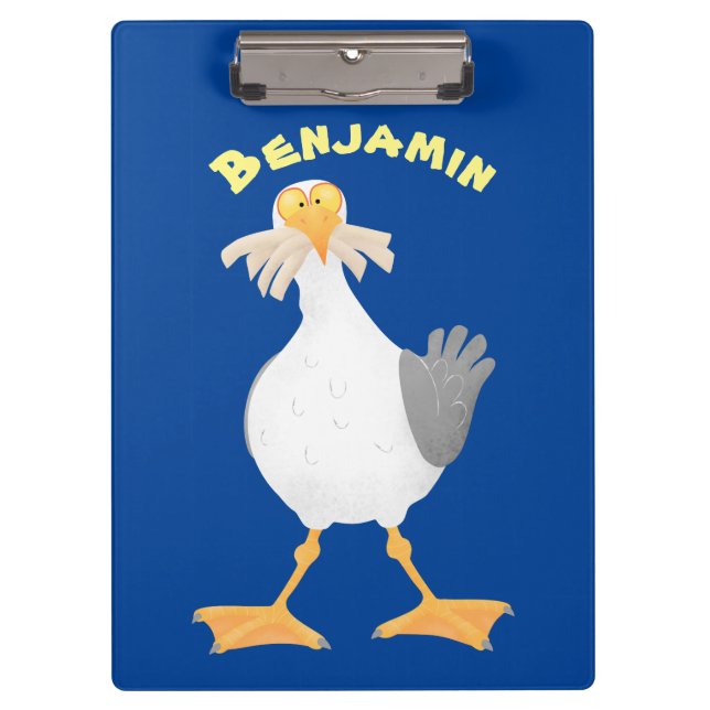 Porte-bloc Mouette drôle avec frites dessin animé (Devant)