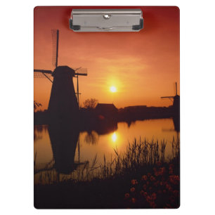 Porte-bloc Moulins à vent au coucher du soleil, Kinderdijk, P