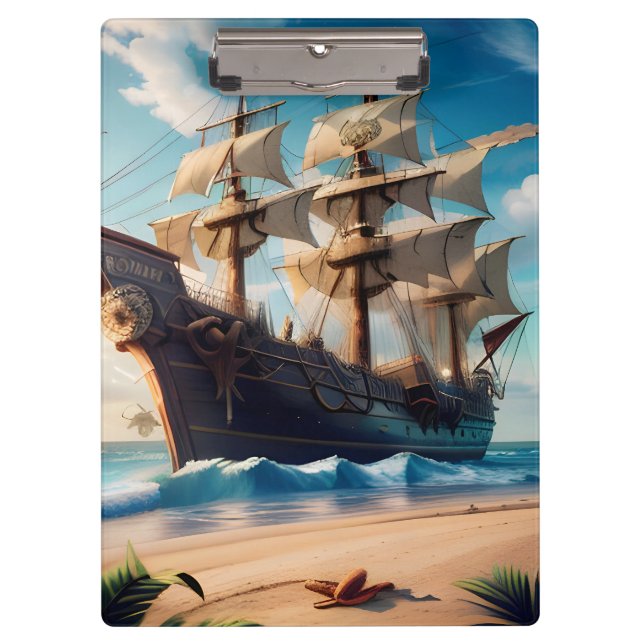 Porte-bloc Navire pirate de plage tropicale (Devant)