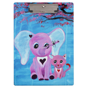 Porte-bloc Ne m'oubliez pas Eléphant rose Chat Art de fleur d