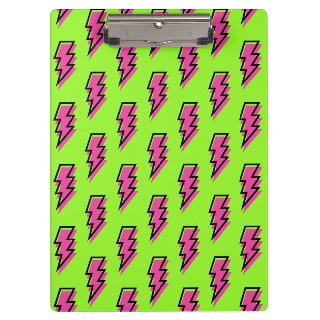 Porte-bloc Neon Green & Pink Lightning Motif des années 80/90 (Devant)