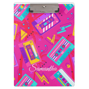 Porte-bloc Neon Pink Trendy 80's cassette Nom