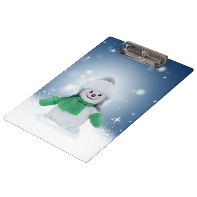 Porte-bloc Noël bonhomme de neige SlipperyJoe foulard vert m (Incliné)