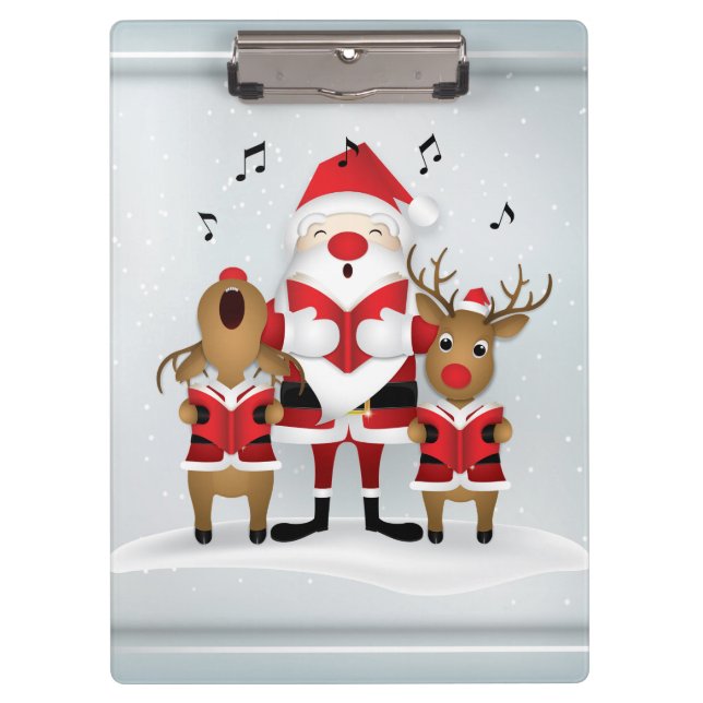 Porte-bloc Noël d'hiver Caroling Père Noël Reindeer Chant (Devant)