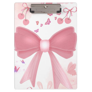 Porte-bloc Nœud Rose Coquette et Cerises – Esthétique Collage