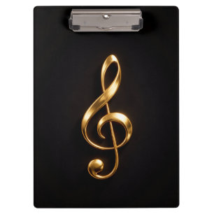 Porte-bloc noir 4 Luxe, clé de sol dorée